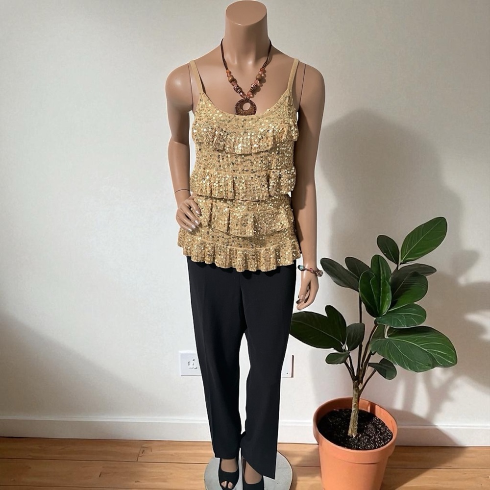 Gold Sequin Sleeveless Top, Stunningly Stylish☑️